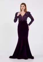 Long Sleeve Maxi Velvet Mermaid Regular Prom Dress (212307)