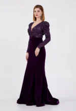 Long Sleeve Maxi Velvet Mermaid Regular Prom Dress (212307) - Image 3
