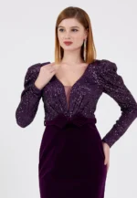 Long Sleeve Maxi Velvet Mermaid Regular Prom Dress (212307) - Image 4