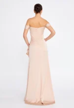 Off Shoulder Maxi Satin Column Regular Wedding Guest Dress (212302) - Image 2