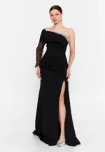 One Shoulder Maxi Viscose Mermaid Regular Wedding Guest Dress (212301)