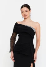 One Shoulder Maxi Viscose Mermaid Regular Wedding Guest Dress (212301) - Image 5