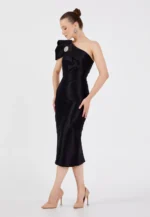One Shoulder Midi Polyester Column Regular Evening Dress (212314) - Image 3
