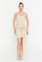 Strapless Mini Viscose Column Regular Cocktail Dress (212303)