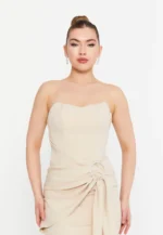 Strapless Mini Viscose Column Regular Cocktail Dress (212303) - Image 4