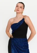 One Shoulder Maxi Viscose Mermaid Regular Evening Dress (212313) - Image 5
