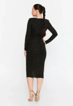 Long Sleeve Midi Lycra Column Regular Evening Dress (212308) - Image 2
