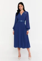 Long Sleeve Midi Viscose Column Regular Casual Dress (212309)