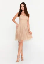 Sleeveless Mini Tulle Column Regular Cocktail Dress (212306)