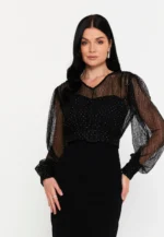 Long Sleeve Midi Viscose Column Regular Evening Dress (212310) - Image 4